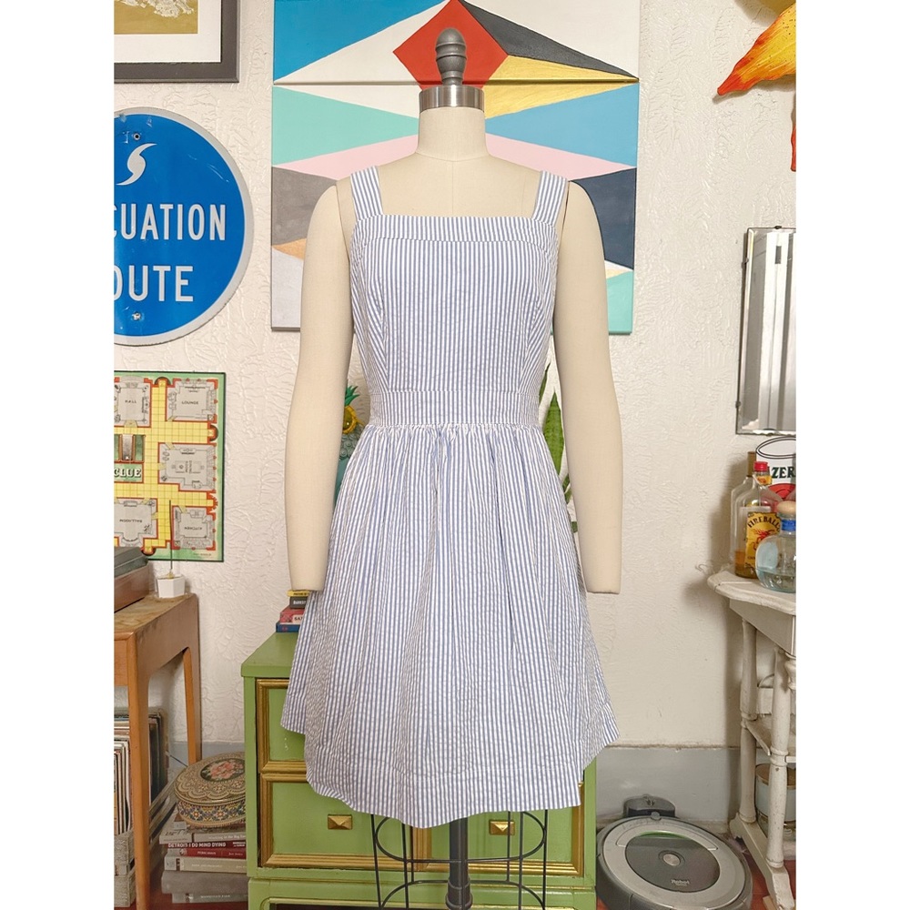 J. Crew Seersucker Pinafore Dress Size Medium